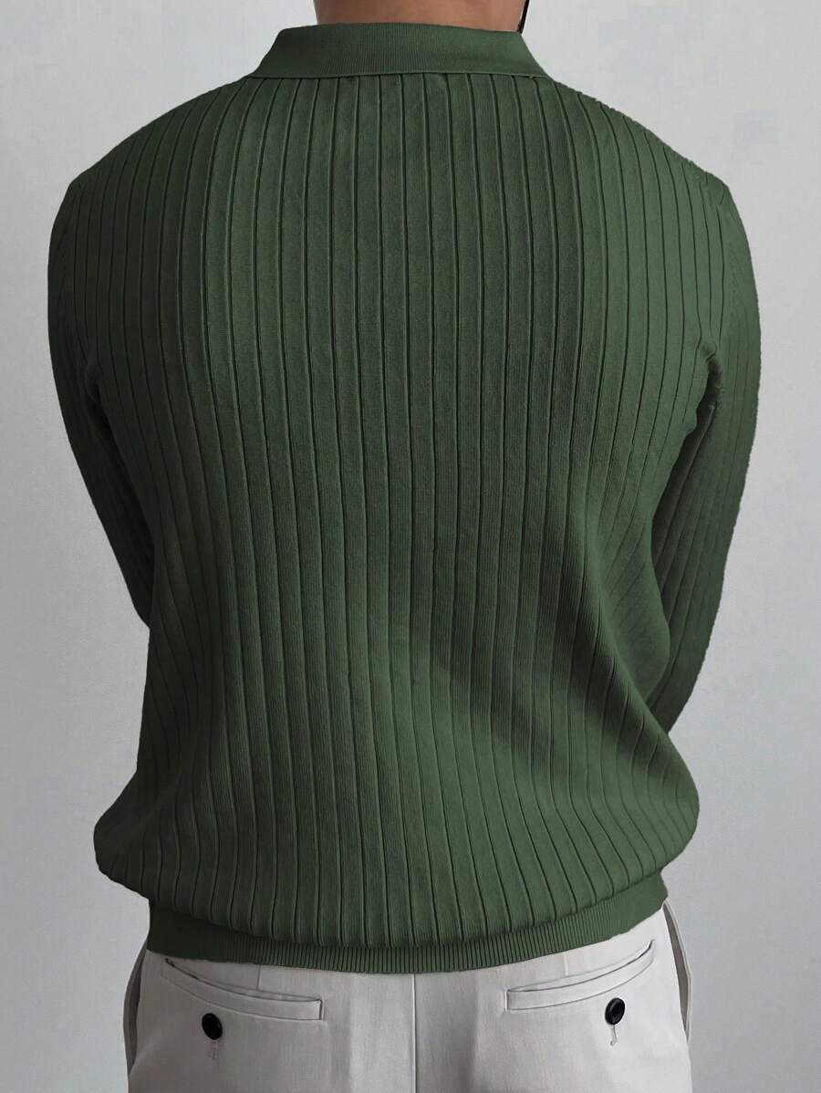 Rippenstrick-Poloshirt für Männer