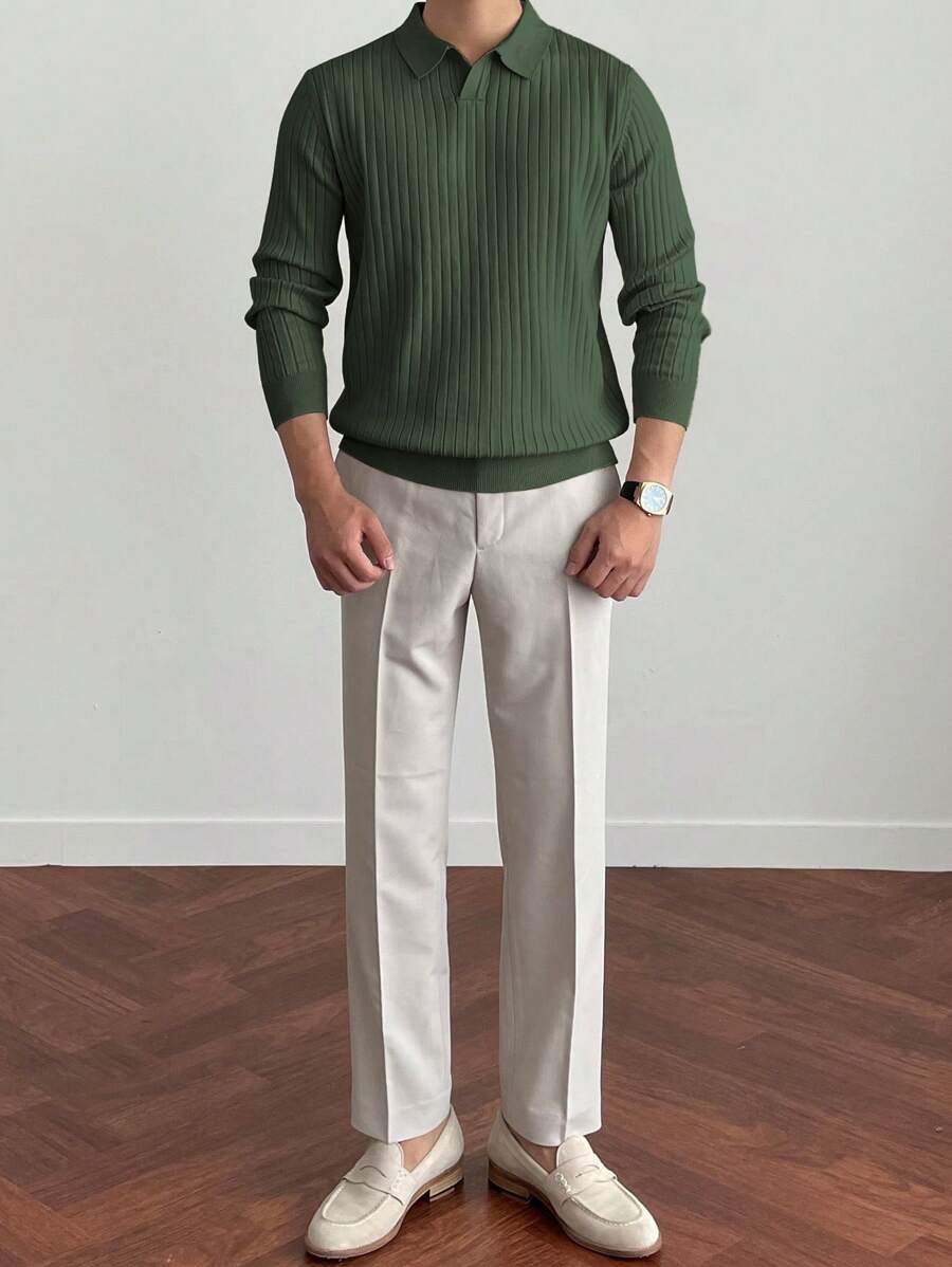 Rippenstrick-Poloshirt für Männer
