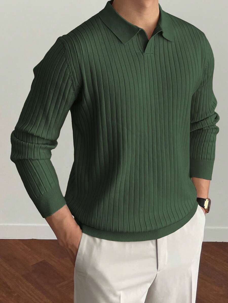 Rippenstrick-Poloshirt für Männer