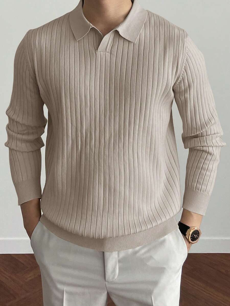Rippenstrick-Poloshirt für Männer