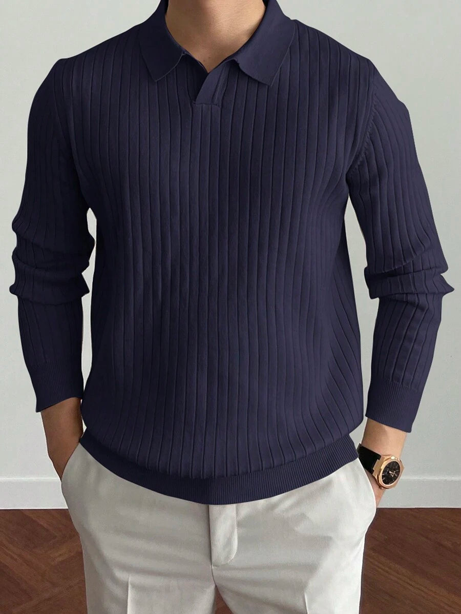 Rippenstrick-Poloshirt für Männer