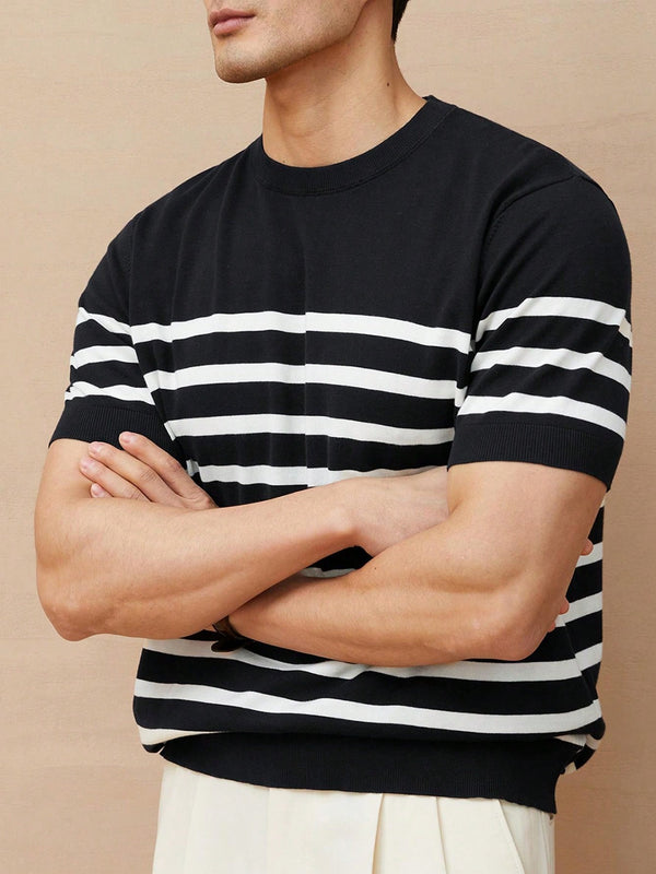 Gestreiftes Kurzarm-T-Shirt Für Männer