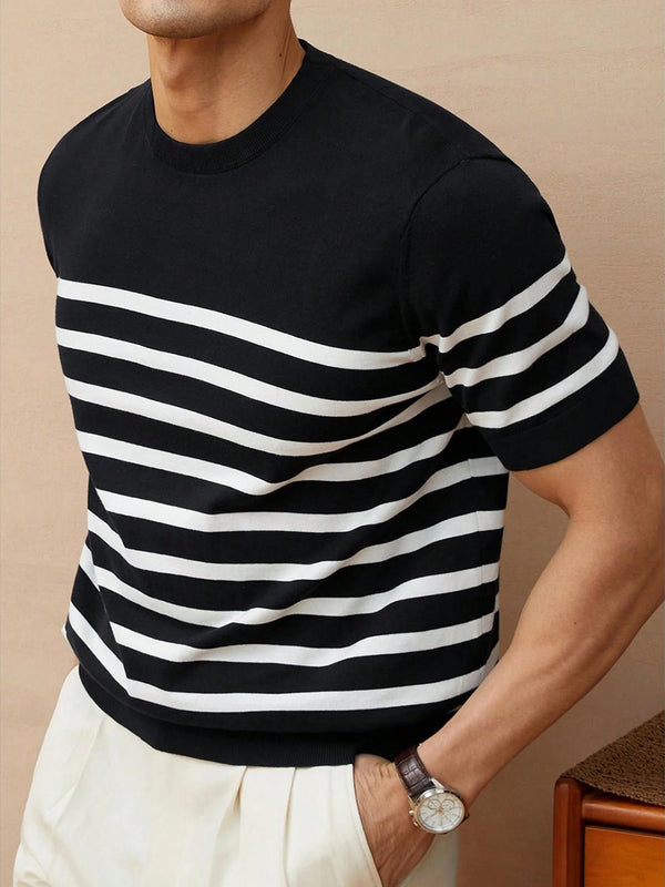 Gestreiftes Kurzarm-T-Shirt Für Männer