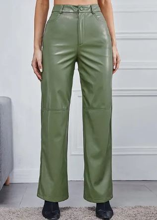 Hoch taillierte vegane Lederhose für Damen