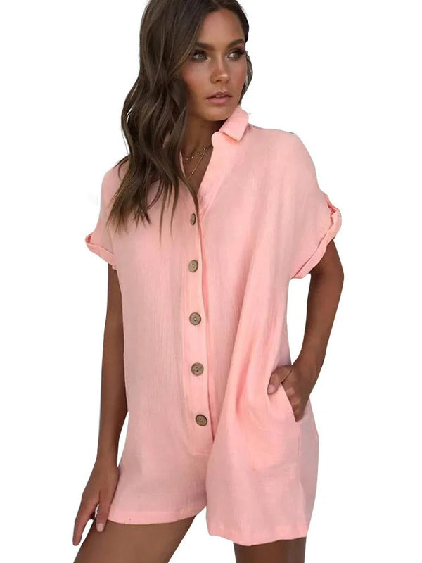 Kurzarm-Jumpsuit mit Kragenausschnitt für Damen