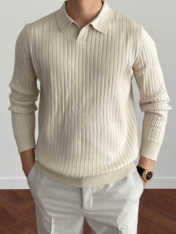 Rippenstrick-Poloshirt für Männer