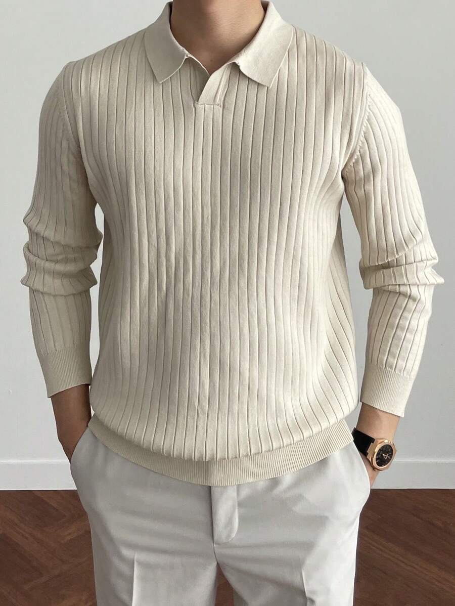 Rippenstrick-Poloshirt für Männer