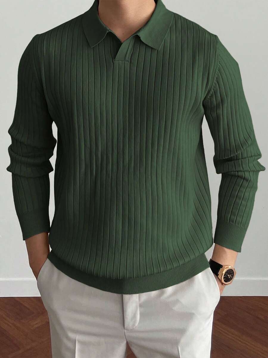 Rippenstrick-Poloshirt für Männer