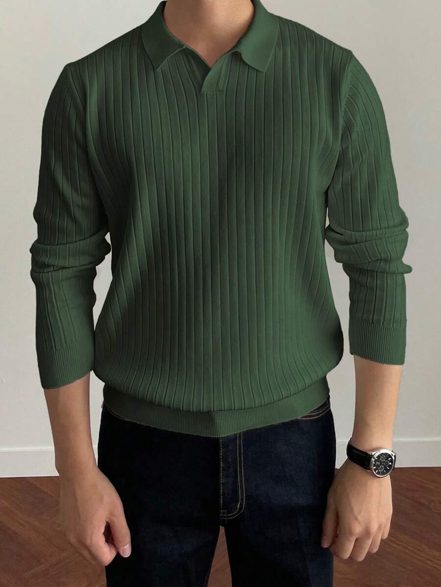 Rippenstrick-Poloshirt für Männer