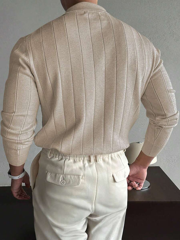 Langärmeliges gestricktes Poloshirt für Männer