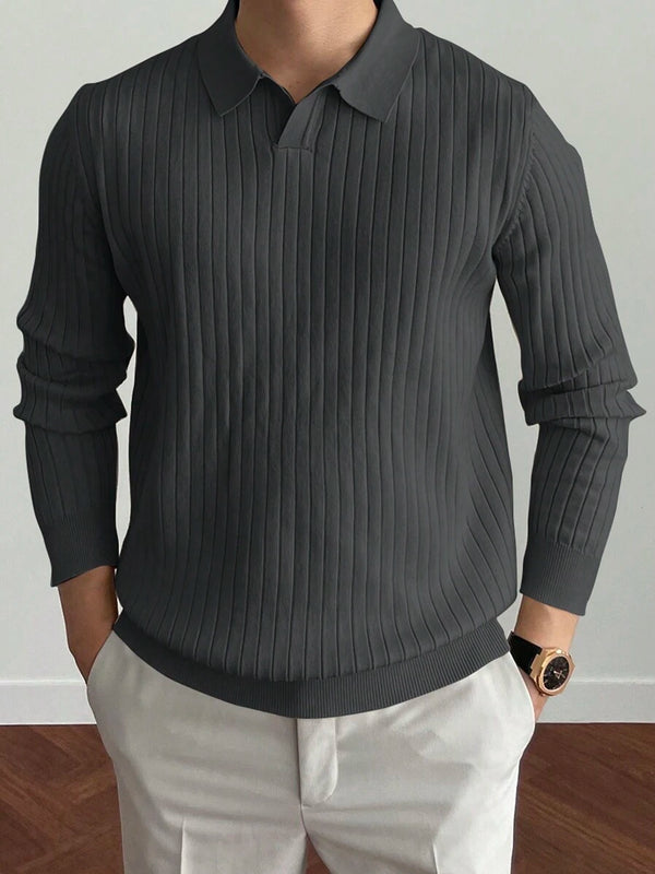 Rippenstrick-Poloshirt für Männer