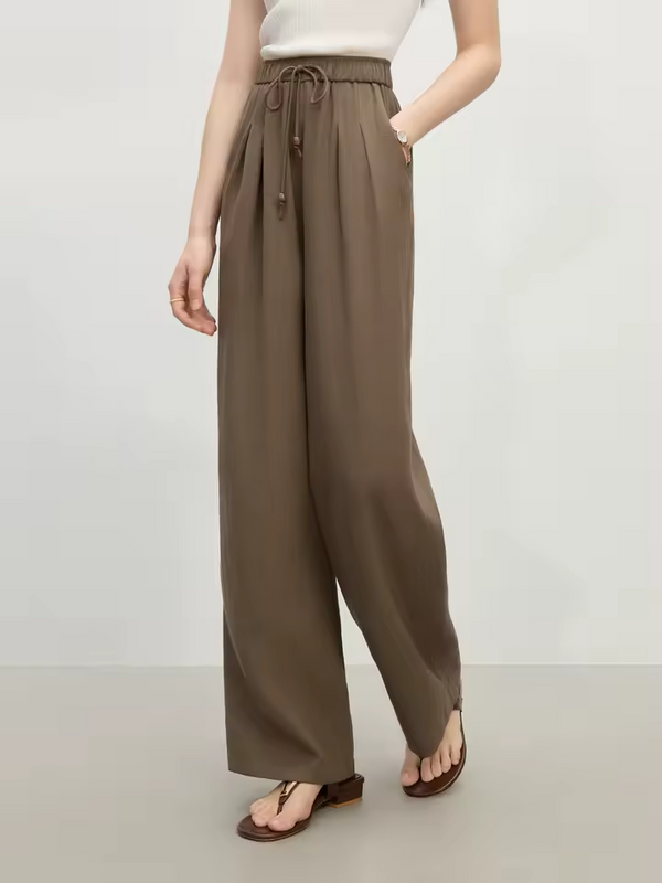 Damen Sommerhose aus leichtem Stoff mit geradem Bein
