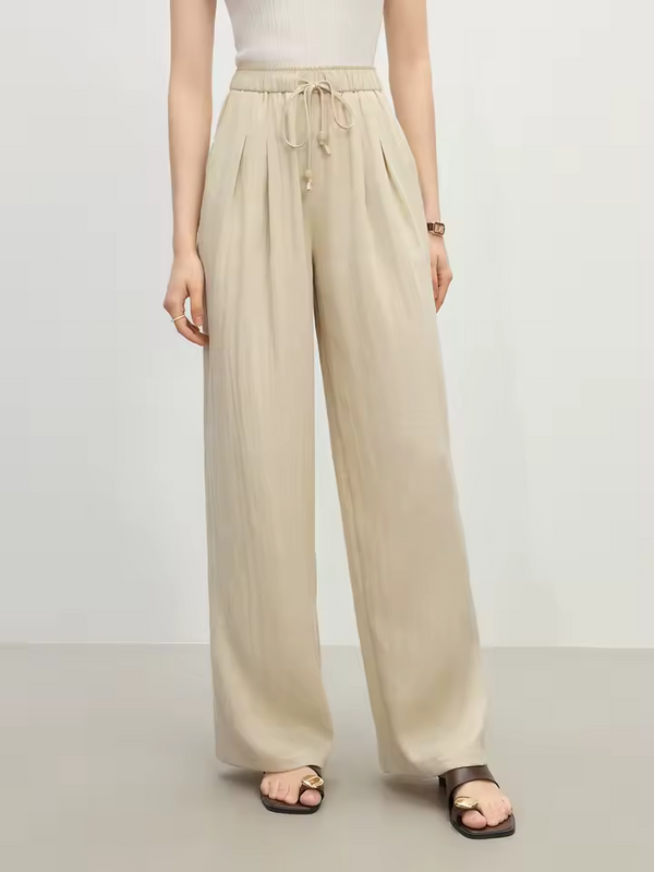 Damen Sommerhose aus leichtem Stoff mit geradem Bein