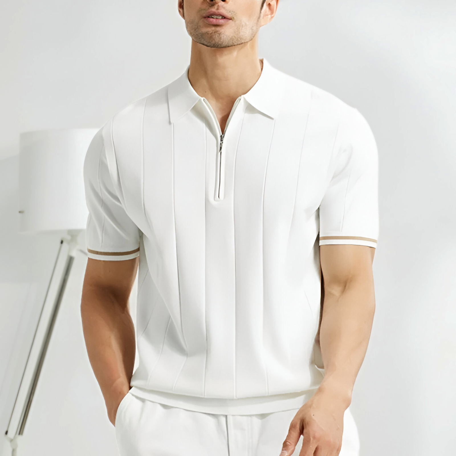 Herren-Poloshirt mit Viertelreißverschluss