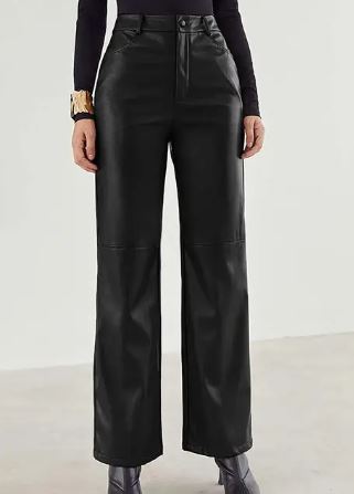 Hoch taillierte vegane Lederhose für Damen