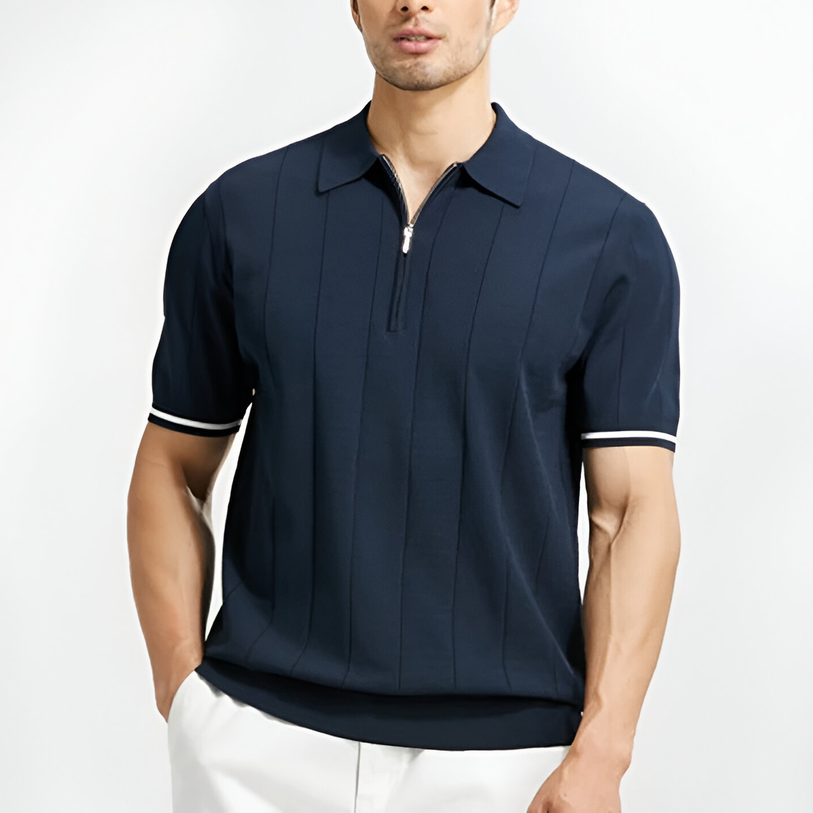 Herren-Poloshirt mit Viertelreißverschluss