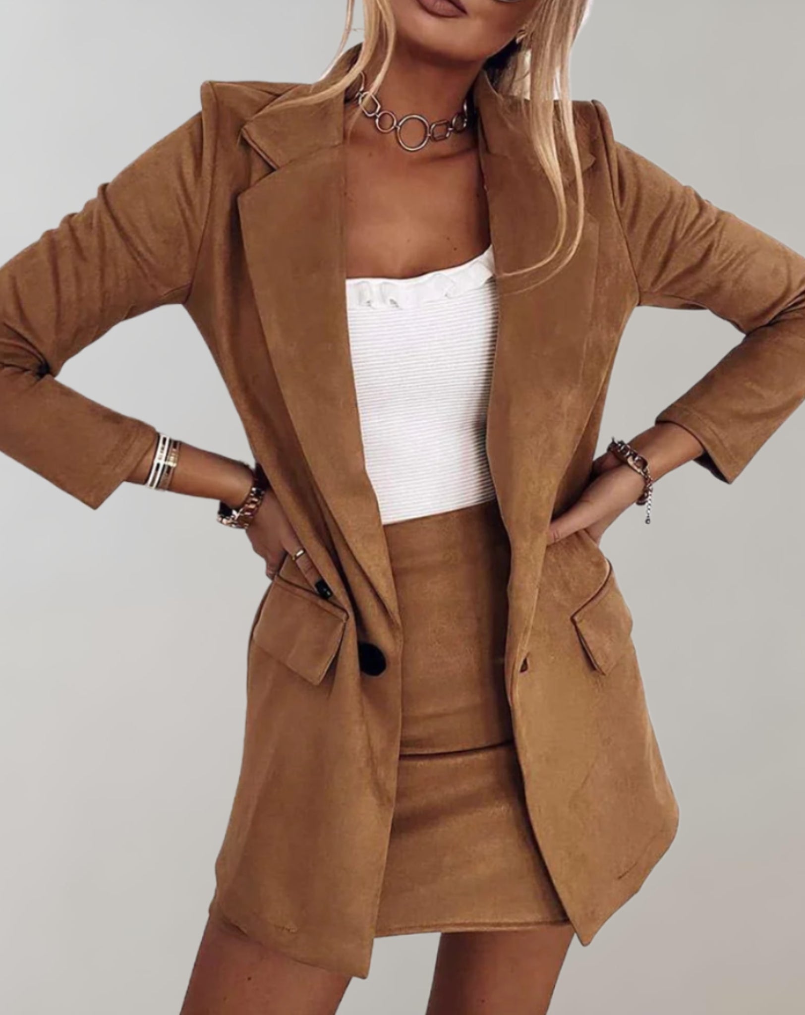 Damen 2-teiliges Set mit Blazer und Minirock