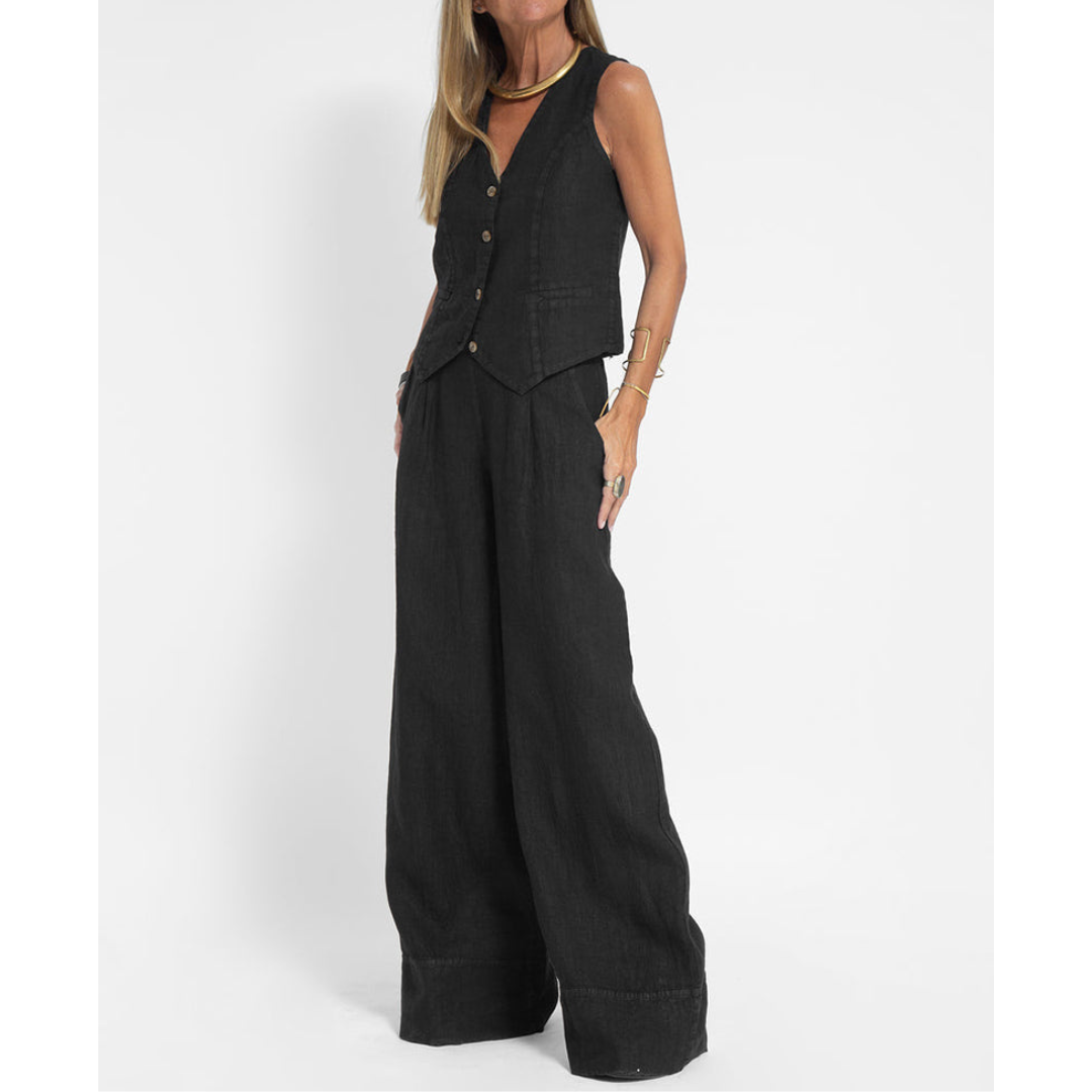Damen-Set aus Leinenweste und weit geschnittener Hose