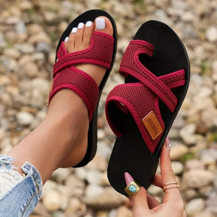 Damen Sommer-Slip-on-Sandalen mit Mesh-Riemen